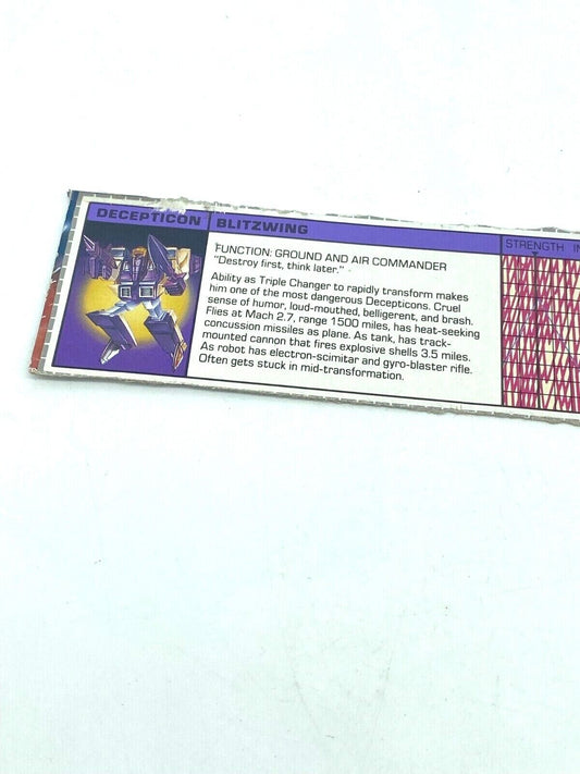 Transformers G1 Blitzwing Tech spec card