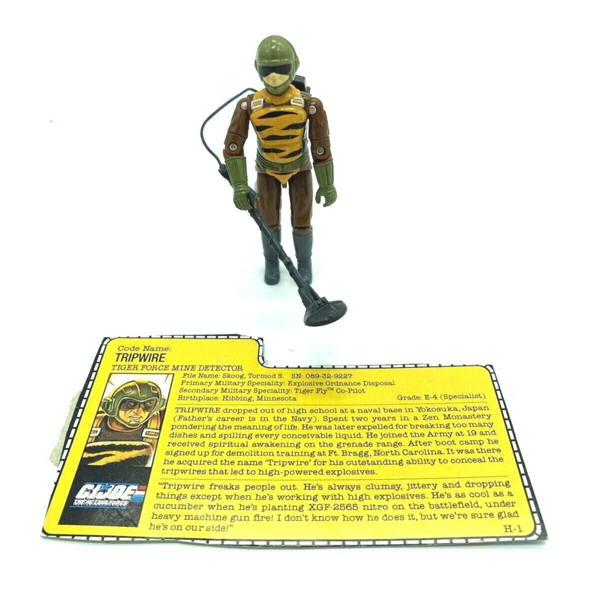 GI Joe, Action Force, Tiger Force Tripwire figure complete with file card, Trip Wire, G.I. Joe