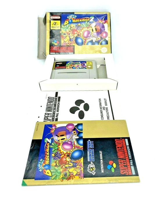 SNES Super Bomberman 2, Super Nintendo PAL version, box and instructions