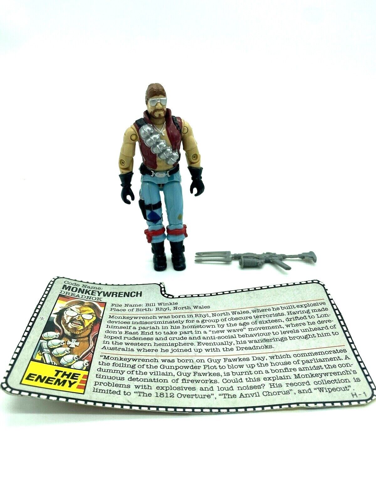 GI Joe, Action Force Monkeywrench Dreadnok complete with filecard but damaged crotch