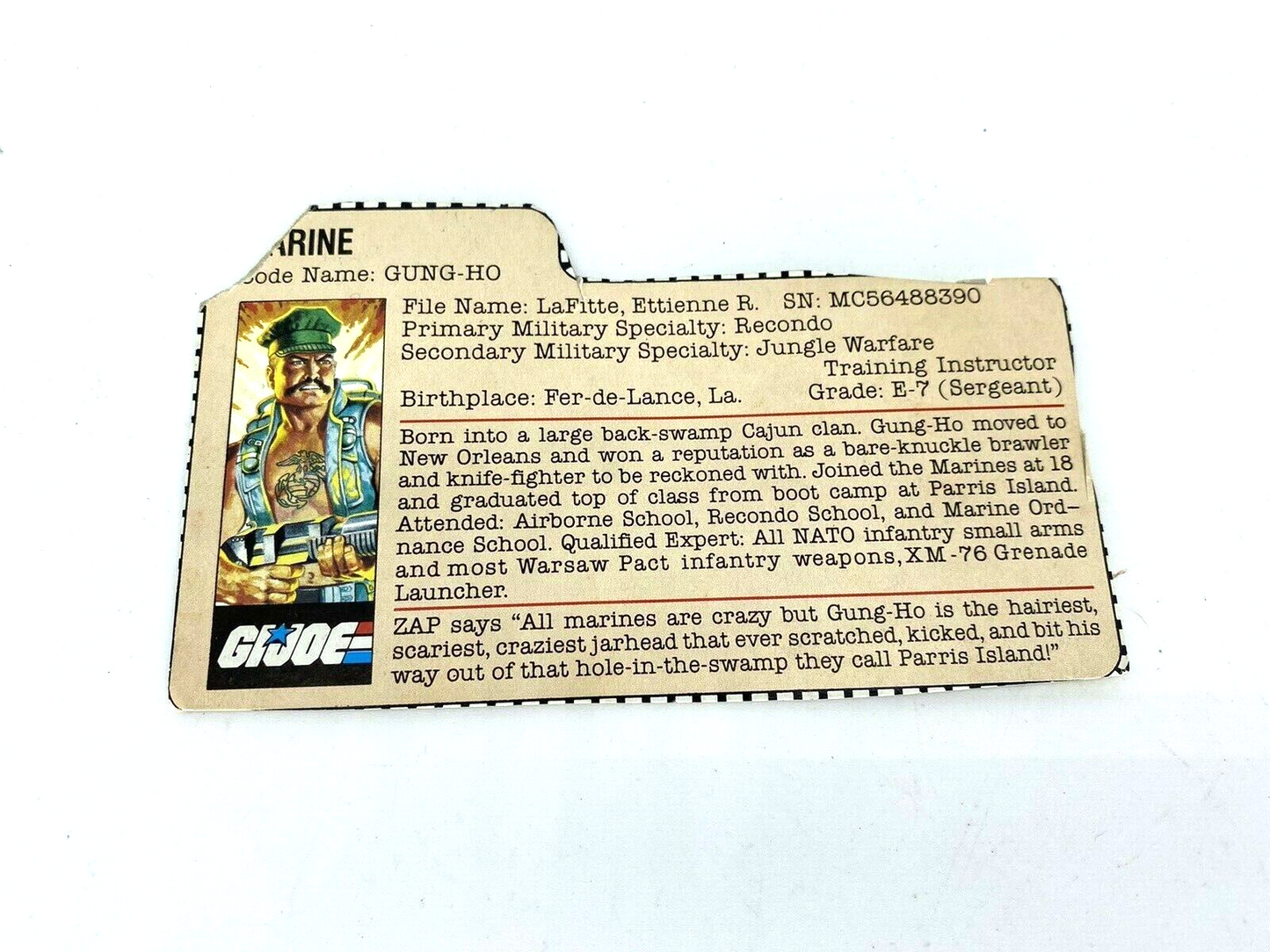 GI Joe, Action Force Gung Ho Filecard, file card gung-ho