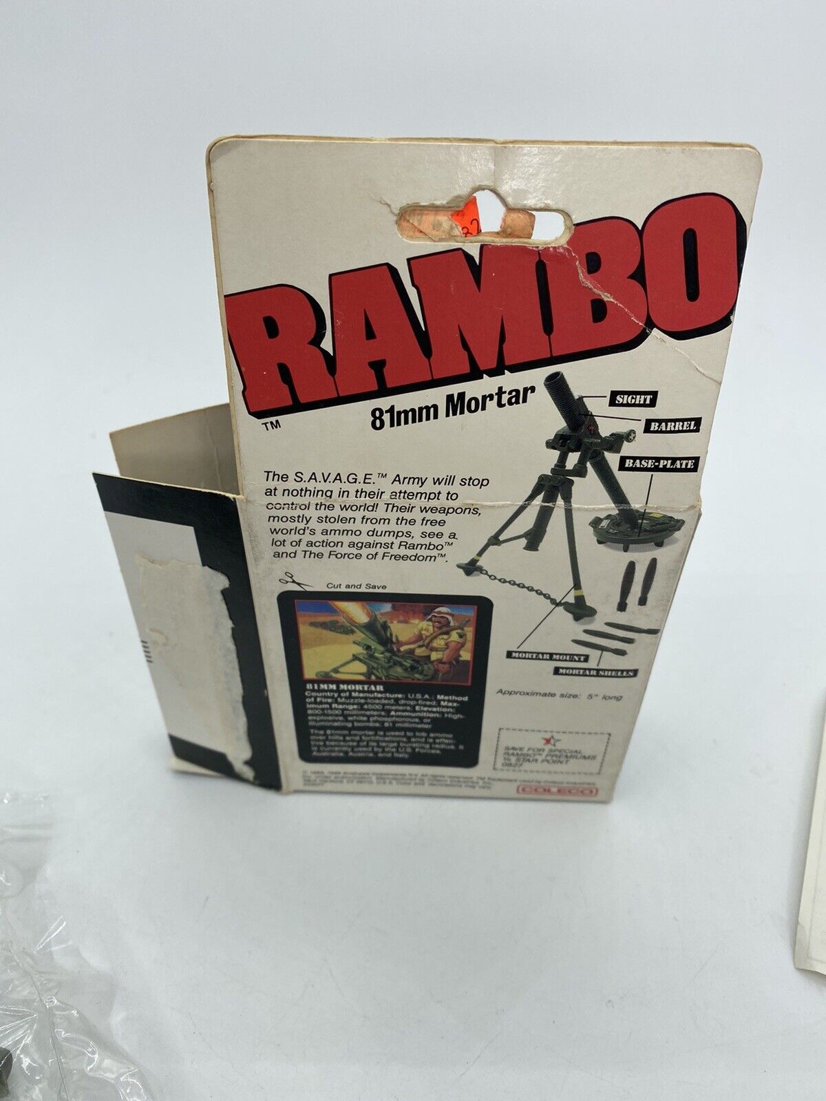 Rambo, 81mm Mortar Thunder Tube Assault with box by Coleco