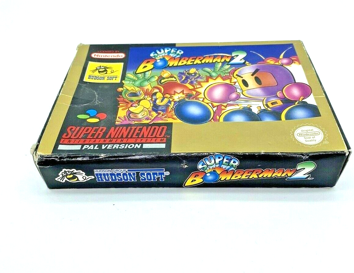 SNES Super Bomberman 2, Super Nintendo PAL version, box and instructions