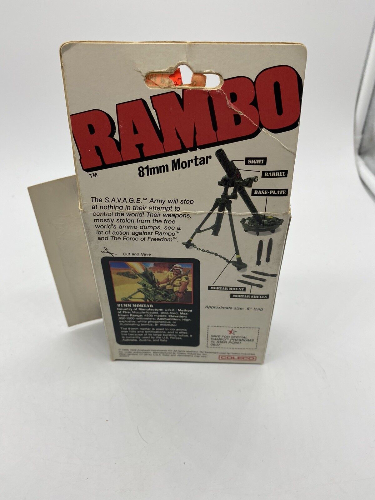 Rambo, 81mm Mortar Thunder Tube Assault with box by Coleco