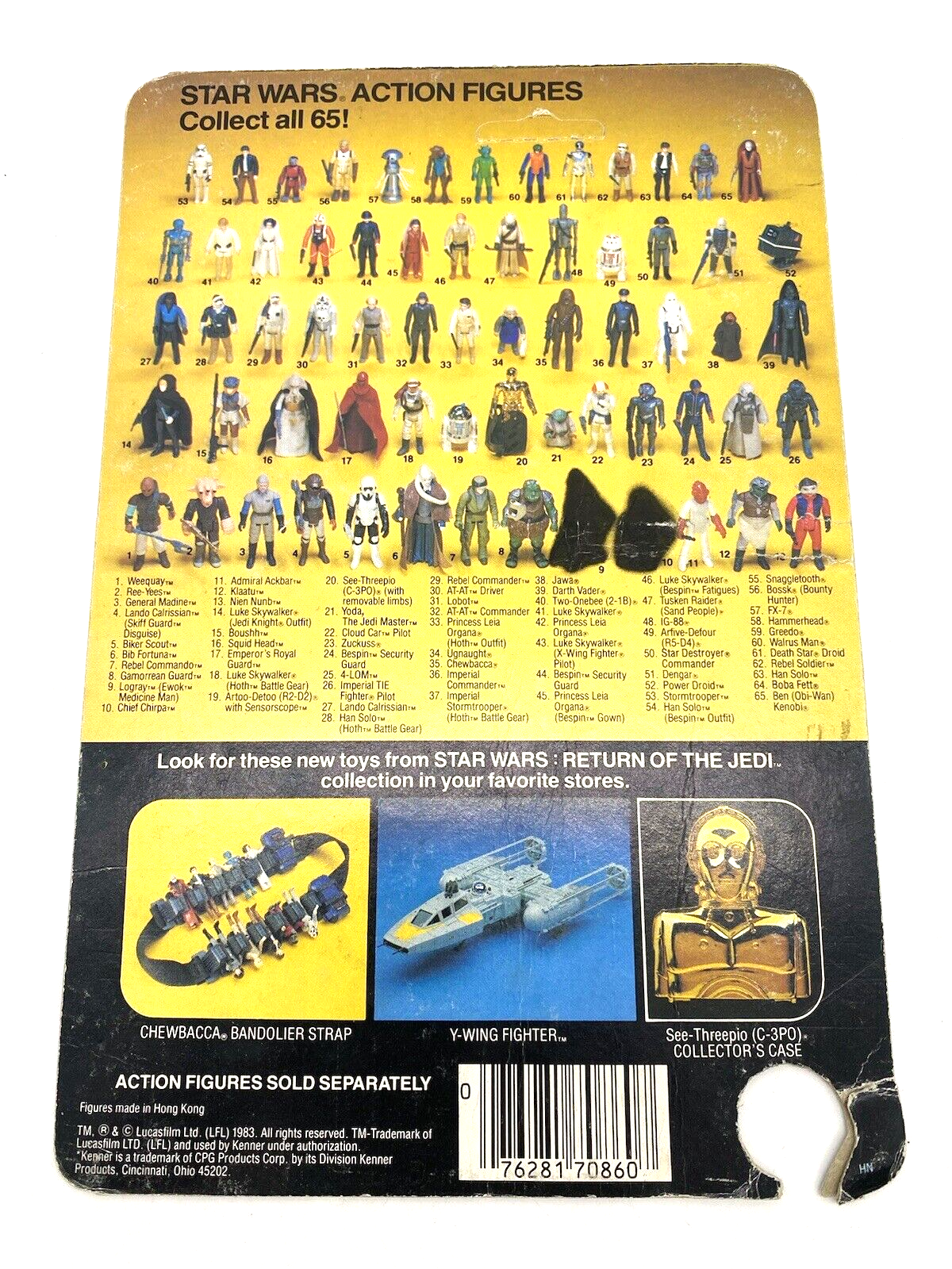 Vintage Star Wars Weequay cardback Kenner some damage