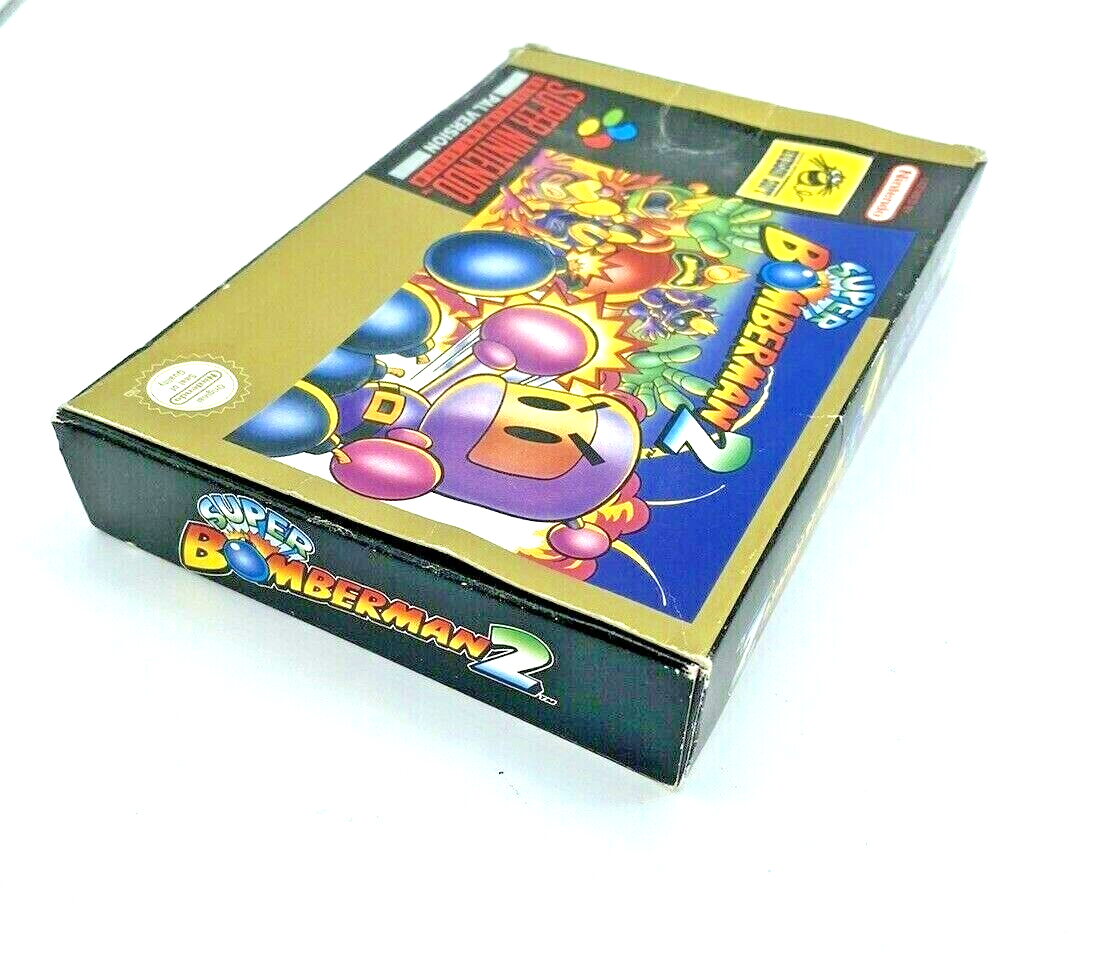 SNES Super Bomberman 2, Super Nintendo PAL version, box and instructions