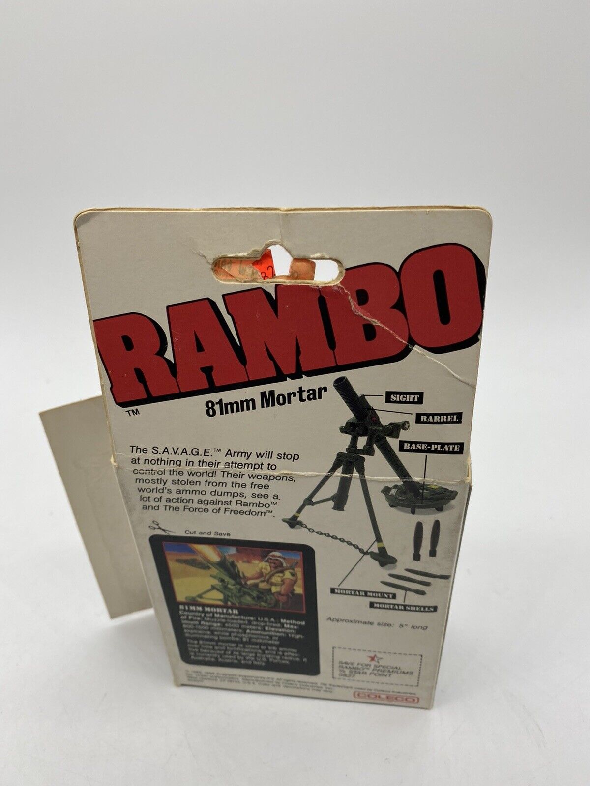 Rambo, 81mm Mortar Thunder Tube Assault with box by Coleco