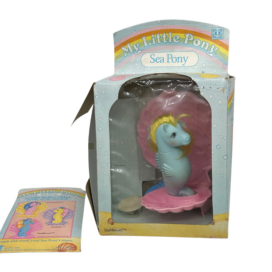 Vintage My Little Pony Sea Pony Surfdancer with box & inserts one side panel off