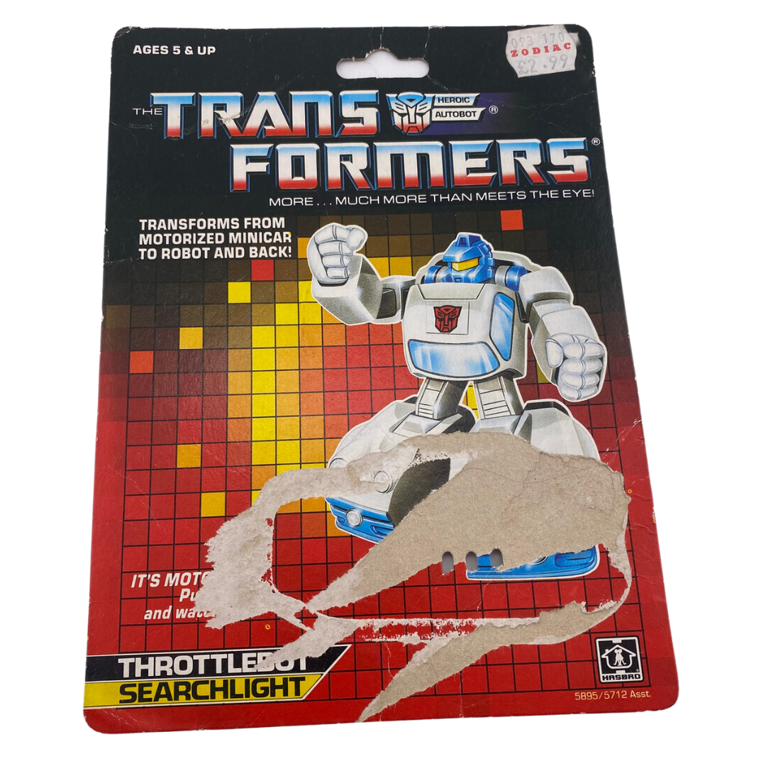 Transformers G1 Searchlight Throttlebot cardback with tech spec