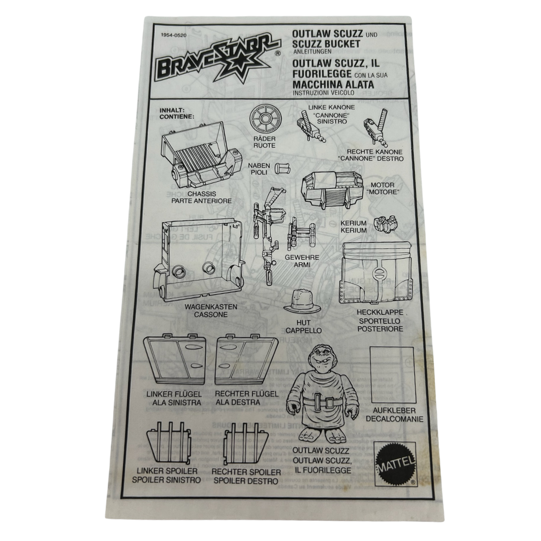 Bravestarr Scuzz and Scuzzbucket instructions and cardback by Mattel 458