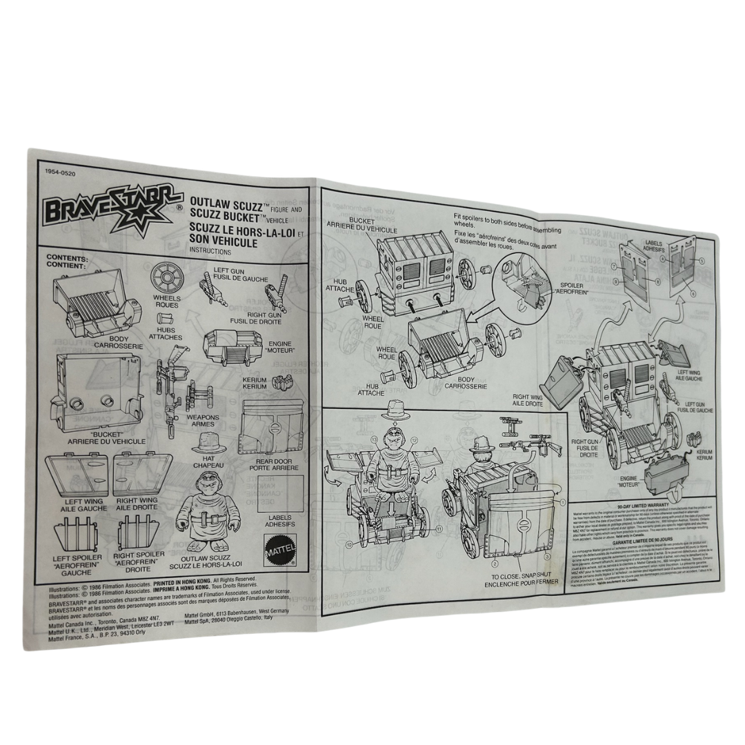 Bravestarr Scuzz and Scuzzbucket instructions and cardback by Mattel 458