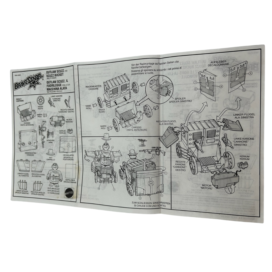 Bravestarr Scuzz and Scuzzbucket instructions and cardback by Mattel 458