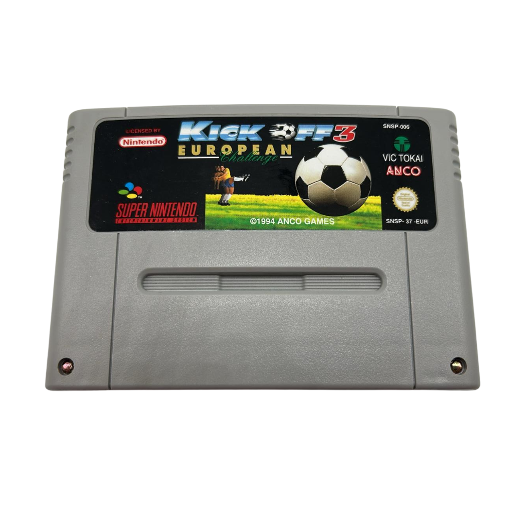 Kick Off 3 European Challenge game, box, ins & insert Super Nintendo / SNES