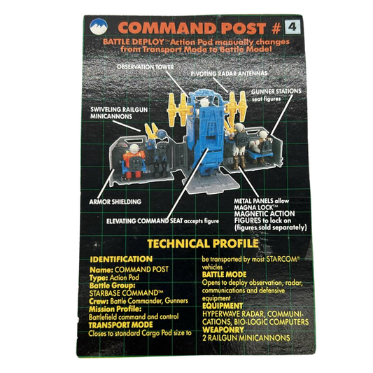 Vintage Starcom Command Post technical profile from original box