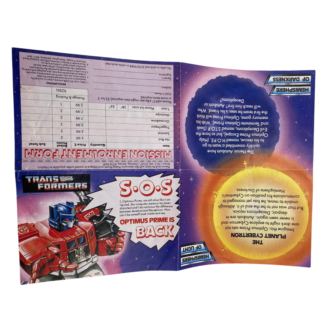 Transformers G1 Optimus Prime Rescue offer leaflet