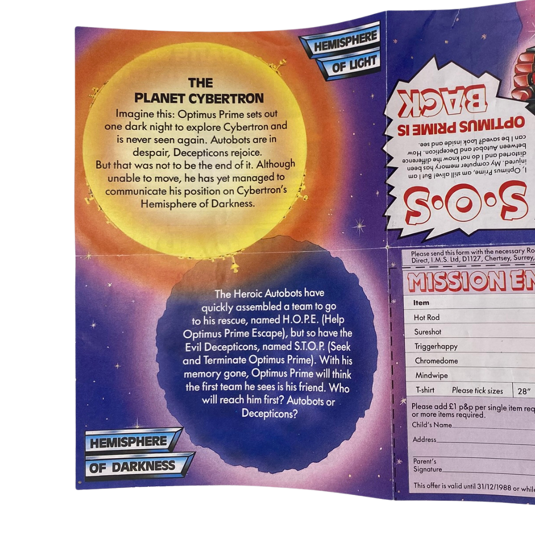 Transformers G1 Optimus Prime Rescue offer leaflet
