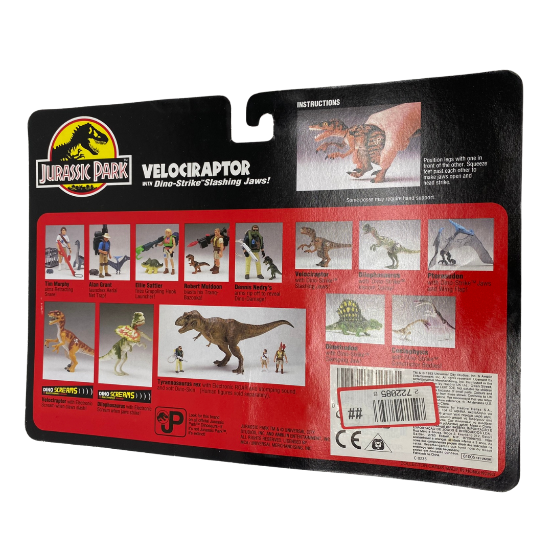 Jurassic Park Velociraptor Dinosaur cardback by Kenner