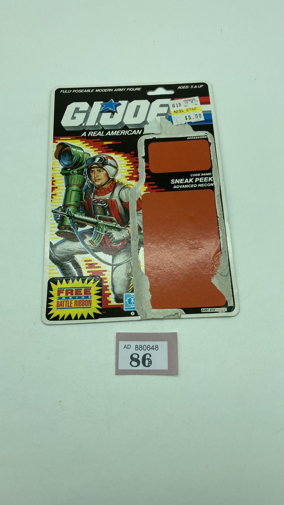 G.I. Joe, Action Force Sneak Peek V1 backing card 86