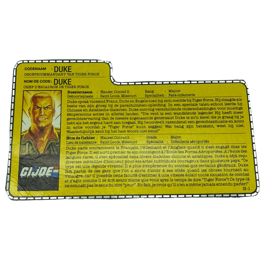 GI Joe, Action Force Tiger Force, Duke, file card French / Dutch