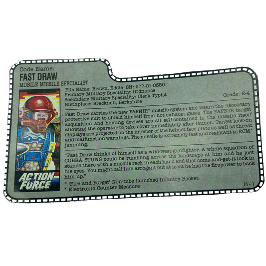 GI Joe, Action Force Fast Draw file card