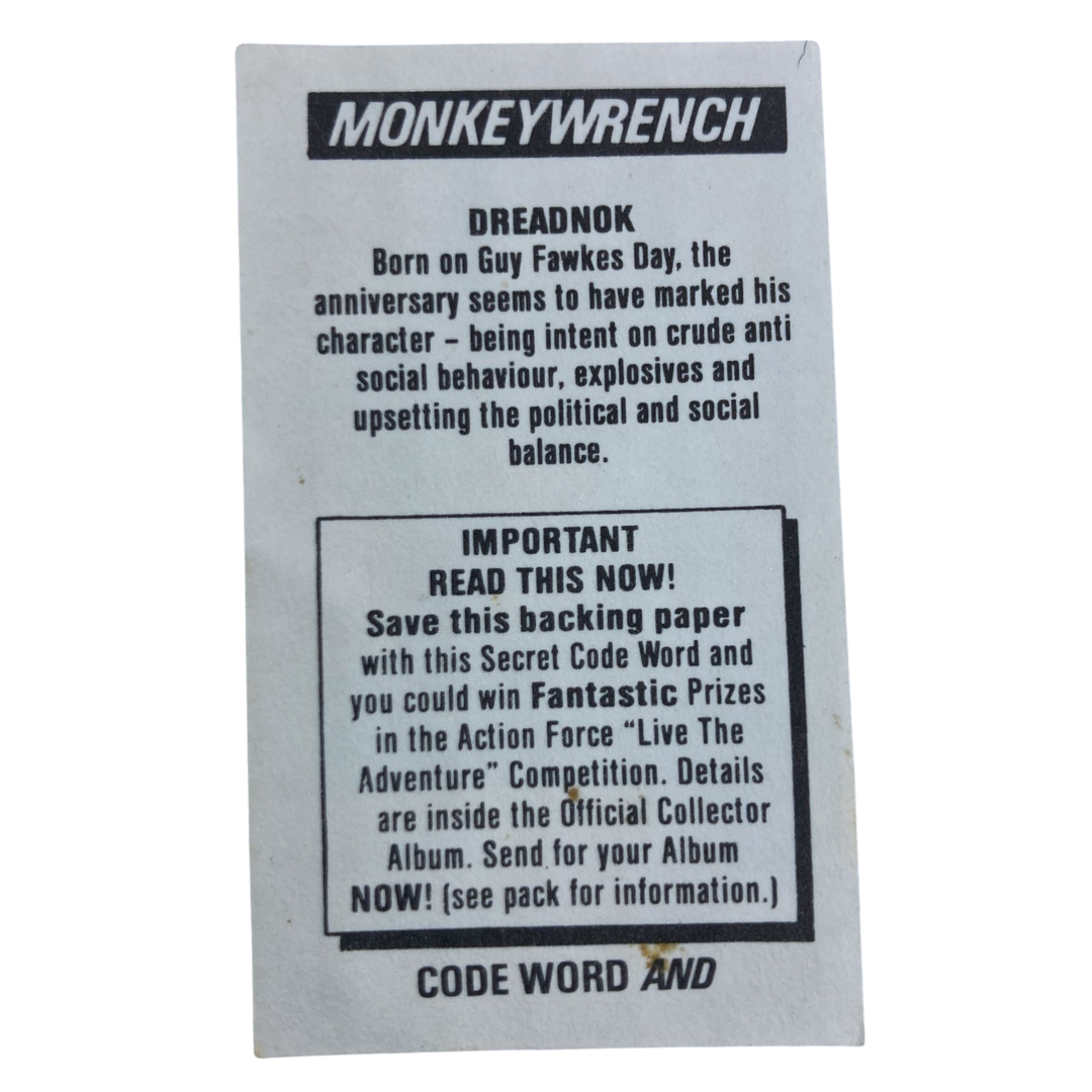 Action Force, GI Joe Monkey Wrench Collectors card 30