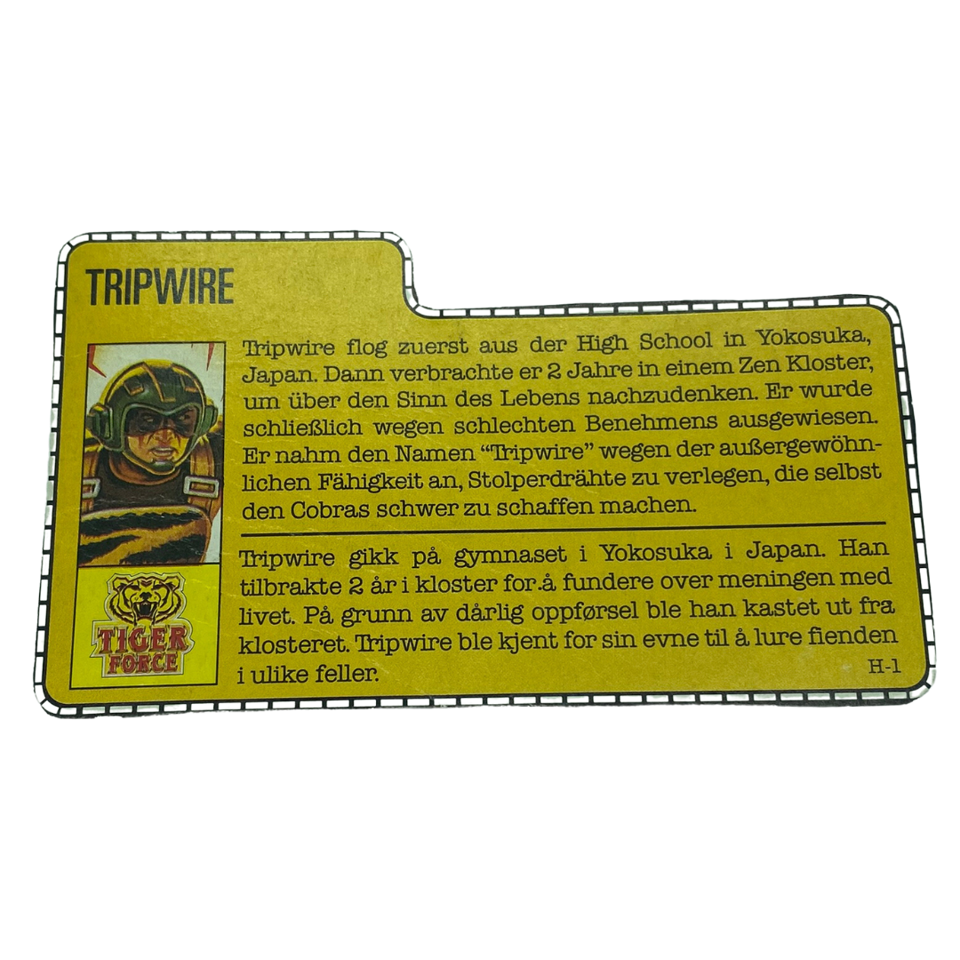 GI Joe, Action Force Tiger Force Tripwire file card German