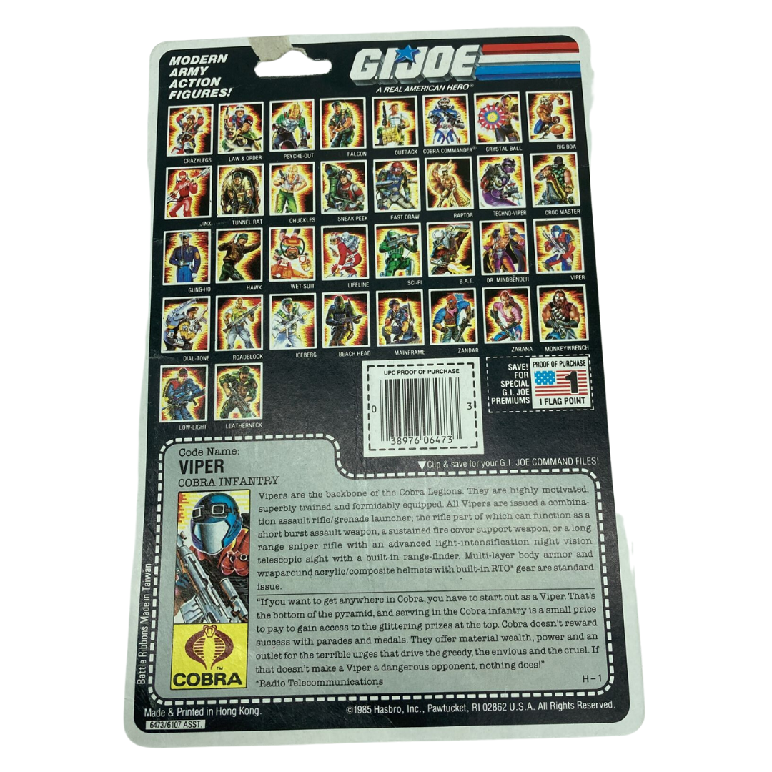 G.I. Joe, Action Force, Cobra Viper, Vipers full file card cardback 93