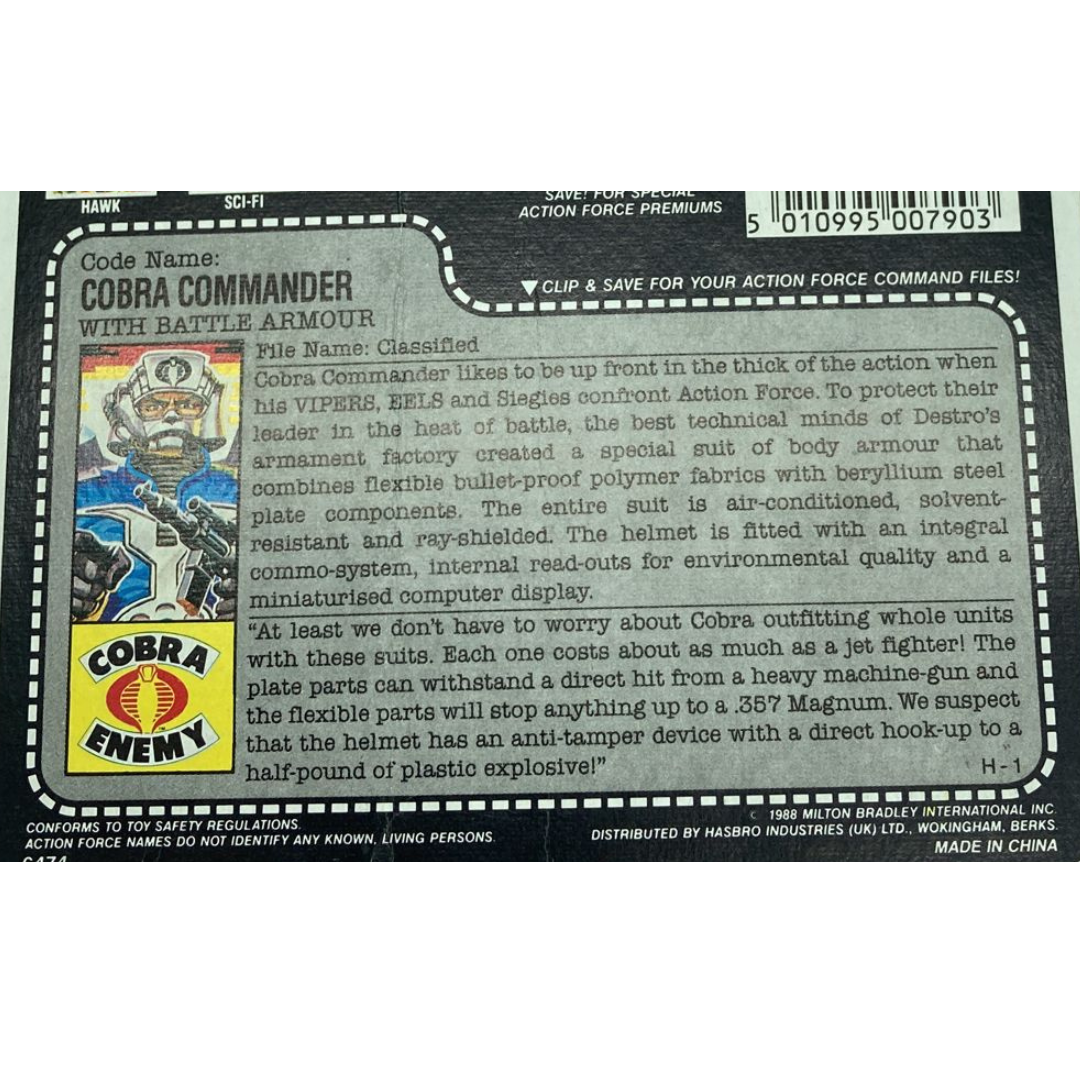 G.I. Joe, Action Force Cobra Commander V3 backing card 92