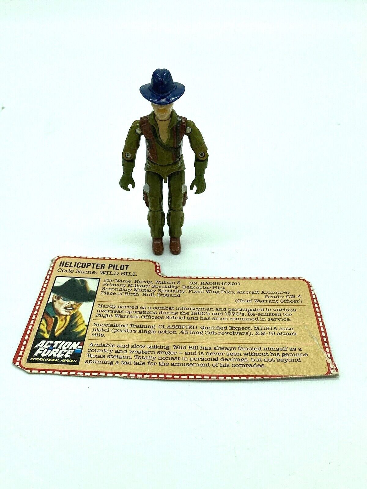 G.I. Joe Wildbill figure with Action Force file card Dragonfly pilot