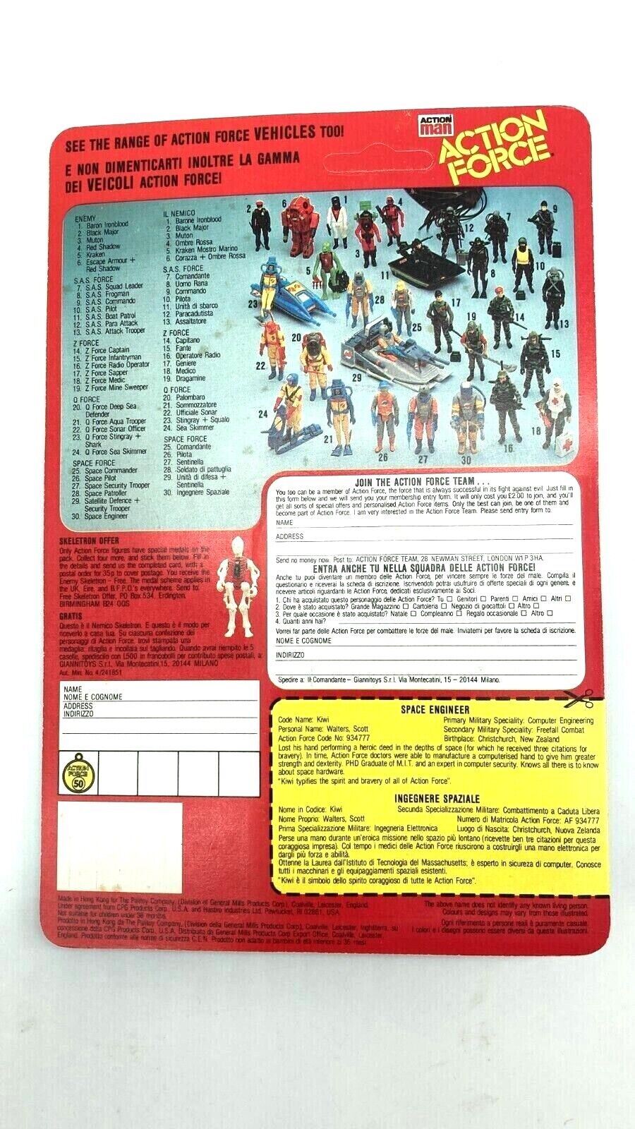 Action Force Palitoy Space Engineer MOC unpunched Space Force