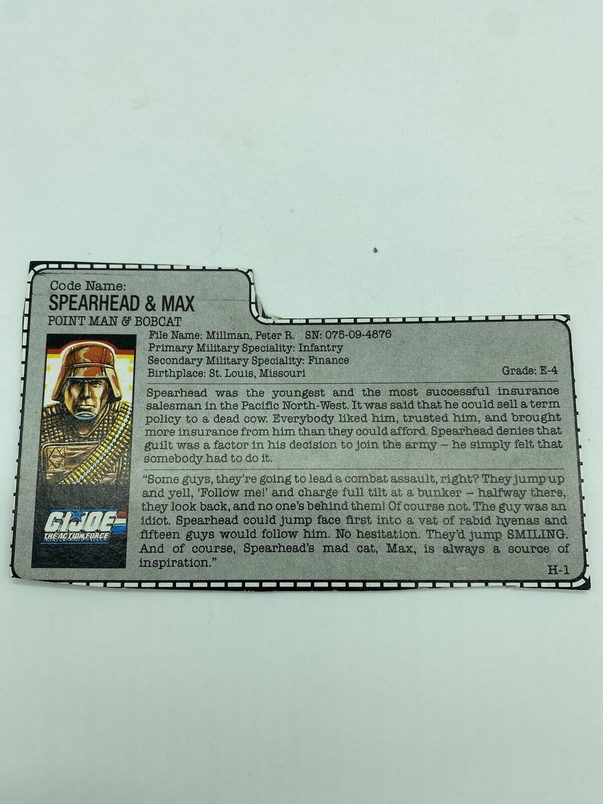 G.I. Joe Spearhead and Max complete with file card